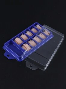 100入組半透明裸色顯色款式長方形指甲，全蓋貼式假甲，光澤簡約時尚裝飾，可DIY家用或沙龍美甲設計，細膩酷炫，美甲必備品 - 杏色 - 查看 7