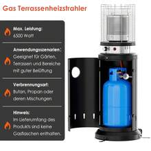 Patio Heater, 6.5 KW Heater Gas, Patio Heater With Protective Cover, Gas Heater, Heater With Piezoelectric Ignition, Patio Heater With Wheels And Pegs - Black - View 5