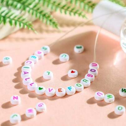 200PCS Acrylic Alphabet Beads For Bracelets, 4x7mm Round Letters Beading Kits For DIY Jewelry Making, Colorful Smile Face & Heart Friendship Bracelet Making Kit(The 26 Letters Are Randomly Mixed, So There May Be A Slight Overage Or Shortage Of Certain Letters)