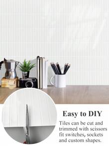 3D White Straight Mosaic Peel And Stick Backsplash, Kitchen Backsplash Tiles, Self-Adhesive Tile For Kitchen Bathroom, Thicker Waterproof, - White - View 4