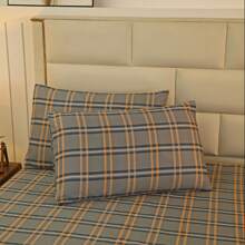 Bộ 3 Bộ chăn ga gối đệm in hình đơn giản và thoải mái (1 ga trải giường, 2 vỏ gối) - Không bao gồm ruột gối - Lưới đơn giản - Xem 3