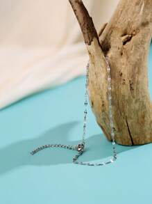 Nooxian 1入組極簡風格不銹鋼腳錬適合女士 - 銀色 - 查看 3