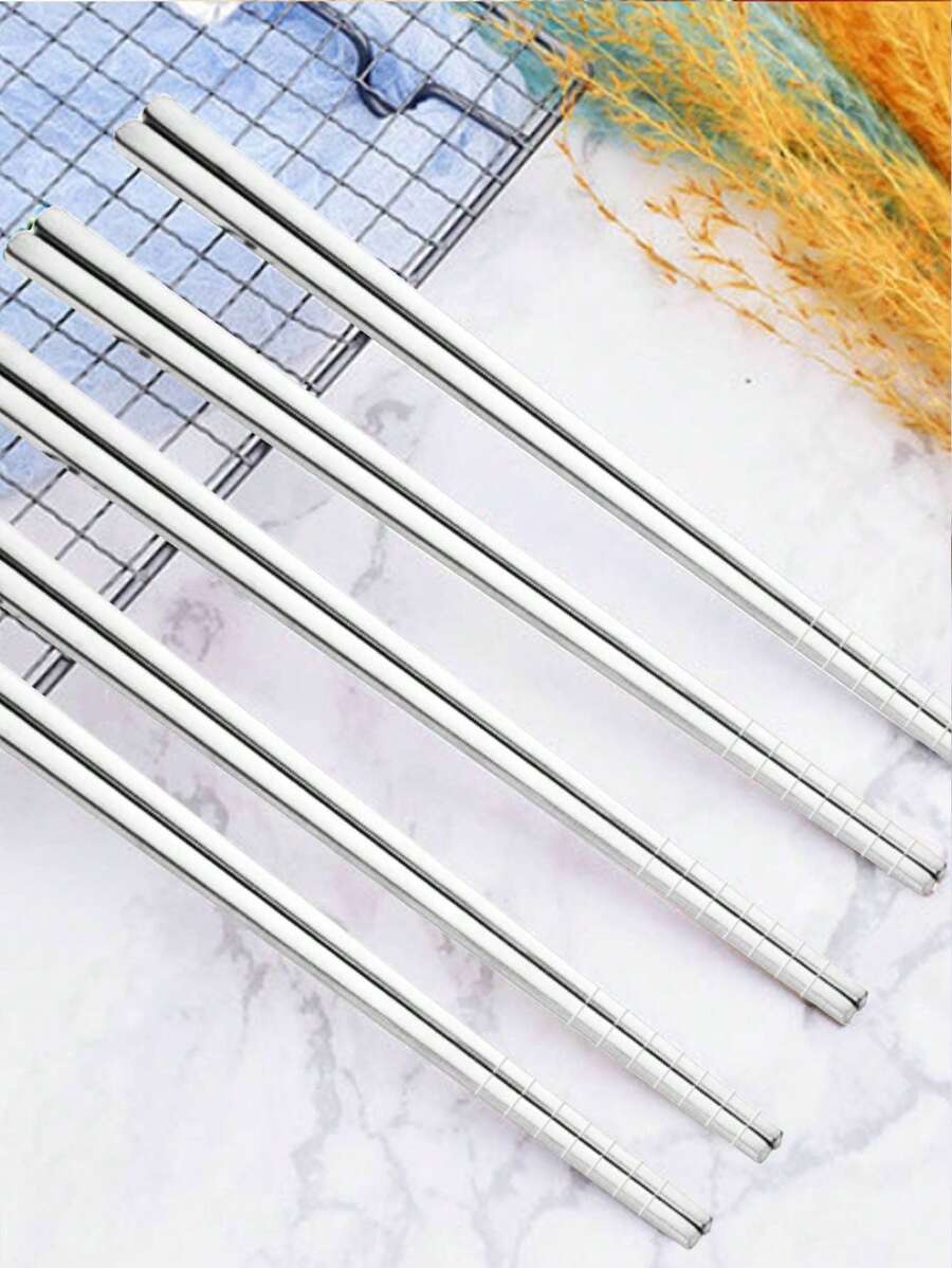 2入組不銹鋼筷子廚房用現代銀色筷子 - 銀色 - 查看 1