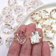 20/50/100pcs Acrylic Leaf & Flower Pendants, Transparent Leaf Charms For Jewelry Making, Bracelet Necklace Earrings DIY