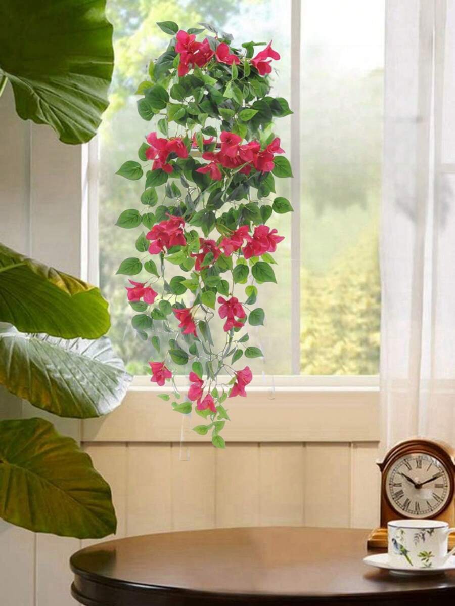 Artificial Bougainvillea Hanging Flowers - 3PC Purple Latex Stems, Real Touch Faux Plants For Home & Wedding - View #4