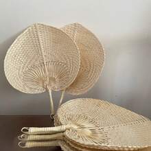 1入創意手工桃子形手持竹扇，編織手柄，防蚊和降溫 - 彩色 - 查看 4