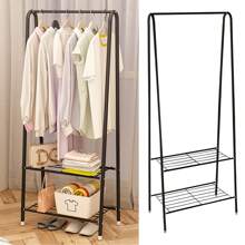 LIVINGANDHOME Living And Home 2 Tier Metal Freestanding Clothes Rails,Heavy Duty Garment Rack,Hanging Clothing Rack Closet Organizer Shelf For Bedroom, Balcony, Hallway, Laundry - Black - View 4
