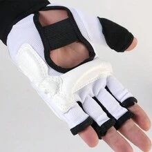 1 đôi Găng tay tập luyện MMA & Quyền anh chuyên nghiệp Unisex, Găng tay thể hình Taekwondo nửa ngón, Bảo vệ lòng bàn tay dày, thoáng khí, để đấm bao cát & đấm bốc - trắng - Xem 7