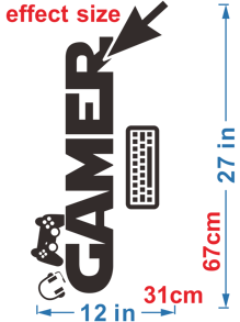 1pc Gaming Zone Wall Decal Sticker | Gamer Decor | Gaming Accessories | Vinyl Self-Adhesive | Keyboard, Headset, Controller | Elevate Your Gaming Space - Black - View 2