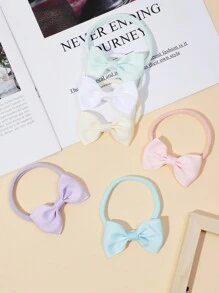 6 chiếc/Bộ Băng đô dễ thương cho bé gái màu Macaron nơ, phù hợp sử dụng hàng ngày (Không bao gồm bìa cứng) - Nhiều màu - Xem 3