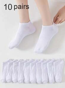 10pcs Women Waist Shaper Invisible Minimalist Soft Versatile White Ankle Socks - White - View 1