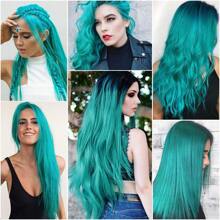 5/10Pcs Hair Extensions Clip In, Colored Party Synthetic Neon Highlights Extensions, Rainbow Hair Accessories For Girls Women Doll Hair Pieces - Cadet Blue - View 7