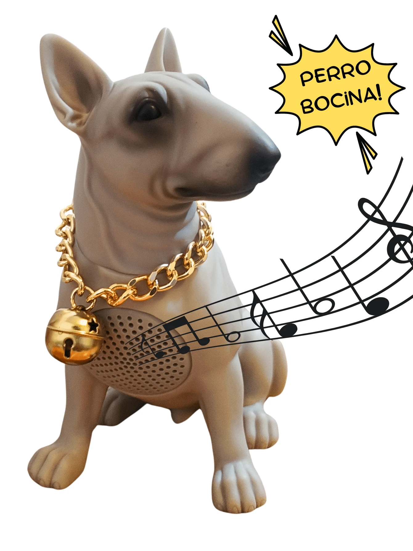 Rechargeable Bull Terrier Portable Bluetooth Speaker, Stereo Dog Shape Wireless Speaker, USB Rechargeable Canine Decorative Speaker, Animal Design Bluetooth Speaker For Home And Outdoor, Compatible With Cell Phone And Other Devices. - Beige - View 1