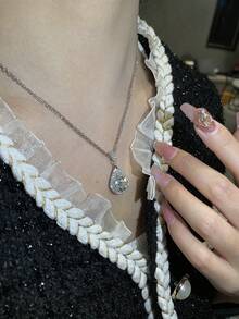 1 cái 5ct Moissanite Pha lê Giọt nước mắt Vòng cổ mặt dây chuyền 18K Bạch Kim MẠ Màu bạc D Màu sắc Lý tưởng Cắt Pha lê Quý cô Dây chuyền Qủa tặng Lễ cưới Hôn ước Trang sức cô dâu Pha lê - Bạc - Xem 4