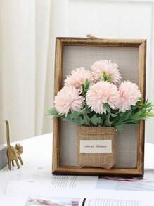 1 Pieza Marco De Imitación De Madera De Planta Creativa Para Decoración De Pared Con Flores Artificiales, Simulación De Flor Y Planta, Marco De Imagen De Madera De Pared 3d Para Decoración Del Hogar - Multicolor - Ver 7