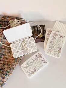 XIANG YU 创意6件套带镜子和简约文字彩色隐形眼镜护理盒，隐形眼镜盒，镜片容器 - 6件套裝 - 查看 7