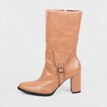 Women Mid-Calf Boots - Màu be - Xem 2