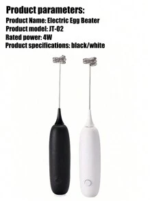 1入組無線電動泡沫機&蛋打器&咖啡攪拌器,適用於家用廚房烘焙工具 - 黑色 - 查看 12