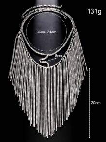 1pc Half Face Mask, Fashionable Long Tassel Mask, Rhinestone Half Face Mask, Women Masquerade Mask, Women Gift, Party Costume, Sexy Gift, Holiday Gift - Silver - View 3