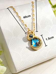 1 件定制照片项链投影项链，内有照片梦幻星球项链金色投影吊坠创意吊坠纪念珠宝生日节日礼物送给她、女朋友、妻子的独特礼物，非常适合情人节、母亲节、生日、周年纪念日、毕业典礼、婚礼 - 金色 - 查看 4