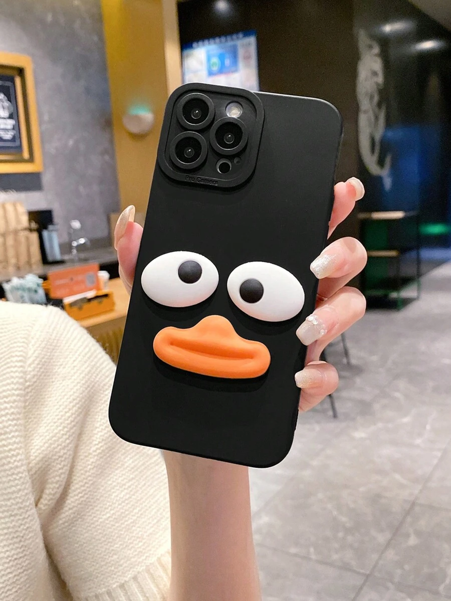 1 Miếng Hoạt hình 3D Con vịt Diễn đạt Thiên sứ Mắt Ốp lưng & bao da điện thoại Tương thích với - màu đen - Xem 1