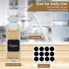 12 个带铝盖的玻璃香料罐，4 盎司玻璃罐带香料标签贴纸，调味料储存瓶，适用于香料架、橱柜、抽屉 - 無色 - 查看 2