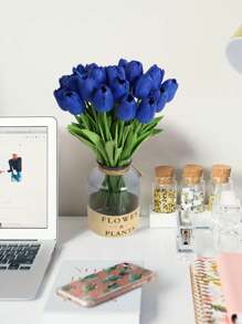 10/6pcs Artificial Dark Blue Tulip Flowers - Navy Blue - View 6