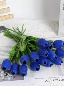 10/6pcs Artificial Dark Blue Tulip Flowers - Navy Blue - View 2