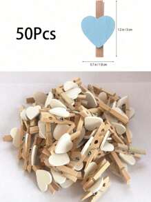 50 cái Hình trái tim Bằng gỗ Clip Đối với Hình chụp Trang trí tường Và Lễ cưới Nhiếp ảnh Quân nhu - trắng - Xem 3