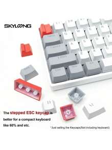 Skyloong Pbt鍵帽 雙射成型oem模式 字符透光鍵盤配件 - Gray-White-Red - 查看 5