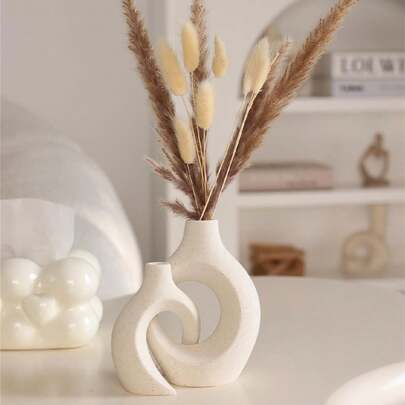 2pcs/Set Bohemian Style Apricot-Colored Ceramic Vase, Suitable For Any Scene Decoration And Photography Decoration Gifts Birthday Graduation Home Decor Room Decor Flower Vase Glass Vase