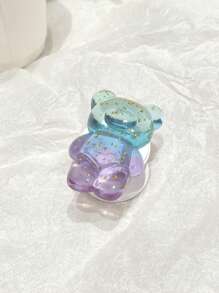 1 件可爱闪光熊手机握把支架 - 韩式可折叠环和弹性插座支架适用于所有智能手机和平板电脑兼容 、Android 手机，生日、家人、朋友的礼物推拉式手机握把、手机支架、手机配件 - 彩色 - 查看 4