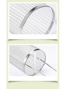 1 st BBQ-cylinder i rostfritt stål för picknick, camping, grillning av bröd, kött och grönsaker - Silver - Visa 7