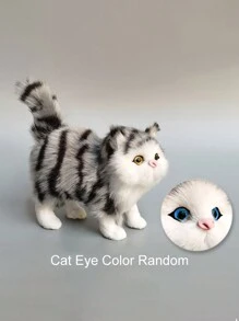 1pc Simulation Cat Plush Toys Soft Stuffed Kitten Model Fake Cat Realist Animals Gift - Multicolor - View 6
