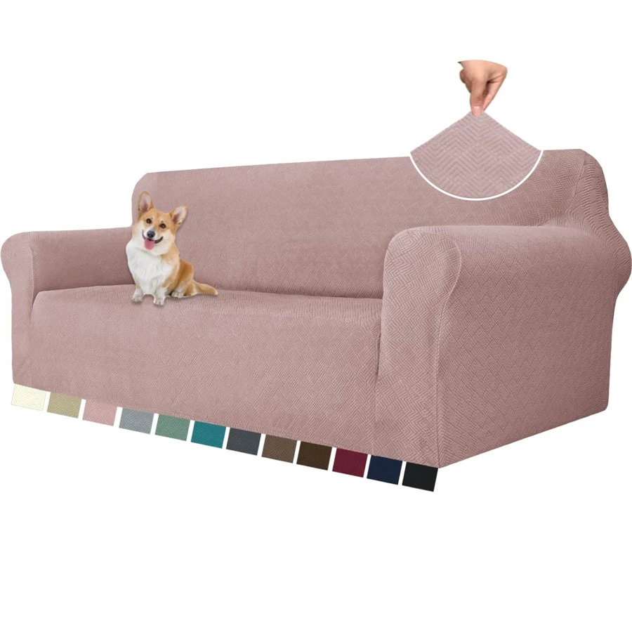 YSTYLE Sofa Cover 1/2/3/4 Seats With Armrests, Stretch Couch Cover, Heavyweight Winter Slipcover, Non-Slip Sofa Cover Washable - Pink - View 1