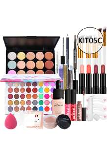 Conjunto Completo De Maquillaje Popfeel Para Principiantes, Kit De Maquillaje Multifuncional Que Incluye Herramientas Y Varios Productos De Maquillaje - Multicolor - Ver 5