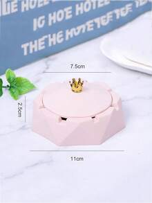 1 Pieza Cenicero Con Tapa Y Decoración De Corona Para Oficina Y Hogar, Cenicero De Tanque Interno De Acero Inoxidable - Multicolor - Ver 5