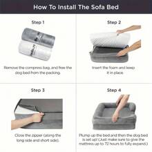 Cama ortopédica de espuma viscoelástica para perros medianos/grandes, camas impermeables para perros, cama sofá impermeable para perros medianos, cama de sofá para mascotas con espuma de apoyo y cubierta removible lavable, alfombra de espuma de huevos para mascotas, revestimiento impermeable y base antideslizante, gris - Gris - Ver 8