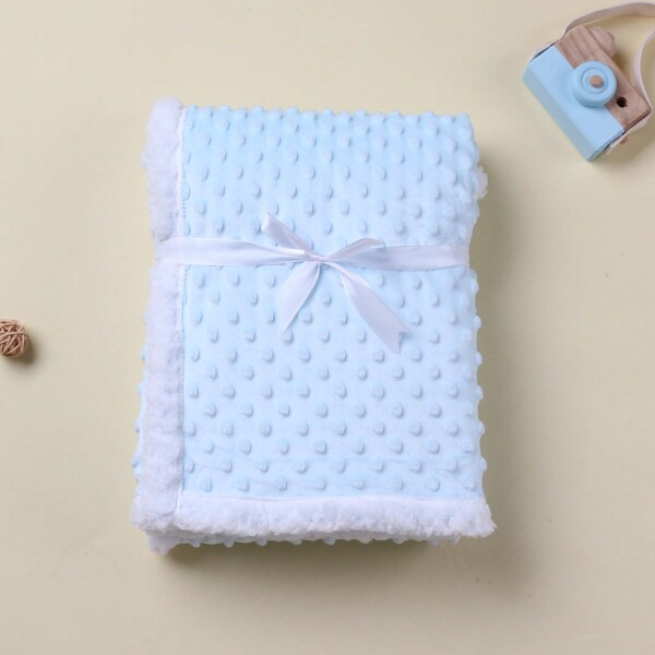 1pc Double Layer Baby Blanket, Dotted Fleece Tactile Blanket, Stroller Blanket For Autumn/Winter