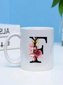 1pc Large Capacity Heat Transfer Printing Ceramic Mug, Creative Gift Coffee Cup Back To School - White - View 8