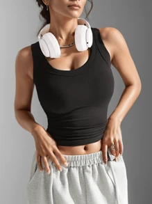 2-Piece Women's Threaded Bottom Suspender Versatile Long Slim Fit Vest Fashionable Inner Layer Breathable Solid Color Can Be Worn Externally Suspender Sports Vest - Multicolor - View 5