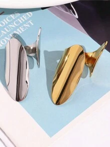 1pc Minimalist Stainless Steel Geometric Wide Band Golden Ring, Suitable For Daily Wear, Party, And Gift - Yellow Gold - View 4