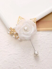 Broche unisex de flor de lirio y hoja decorativa con alfiler para bodas, fiestas y uso diario. - A - Ver 9