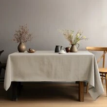 Thick Linen Tablecloth, With Oil-Proof & Stain-Proof Features. Solid Color, Minimalist Design, Suitable For Decoration Of Dining Table/Coffee Table.