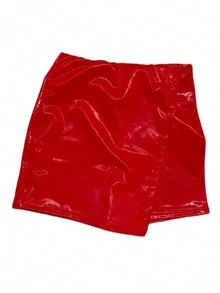 Short falda de vinipiel brilloso - Rojo - Ver 1