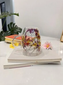 1pc Heat-Resistant Double-Layer Glass Flower Cup, Uncommon & High-End Handmade Glass Cup, Pretty & Practical, Ideal Gift For Women's Birthday - Clear - View 3