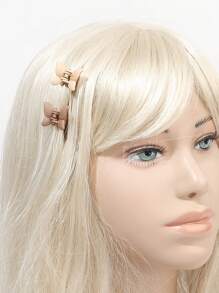 20件/套迷你简约哑光奶茶色编织刘海甜美复古小蝴蝶发夹可爱发夹发夹发夹秋冬发夹发饰女士度假装女士 - 彩色 - 查看 2