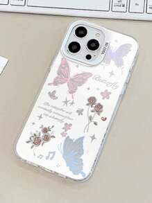 Summer 1pc White Camera Lens - Colorful Hollow Butterfly Imd Phone Case Compatible With Iphone 11/12/13/14 Pro Max - Multicolor - View 2