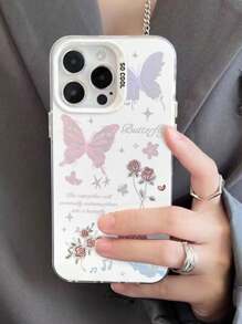 Summer 1pc White Camera Lens - Colorful Hollow Butterfly Imd Phone Case Compatible With Iphone 11/12/13/14 Pro Max - Multicolor - View 4