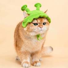 手工製作貓咪帽子-可愛的綠色貓咪頭戴物/寵物貓頭套 - 綠色 - 查看 3